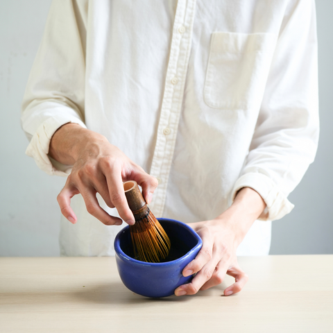 Traditional Japanese tea ceremony matcha preparation