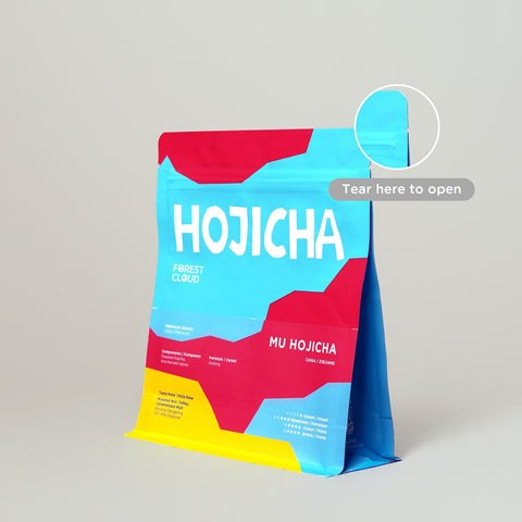 Forest Cloud Mu Hojicha packaging for roasted tea powder guide
