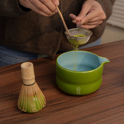 Forest Cloud Ceramic Matcha Cloud Bowl & Chasen Holder Set