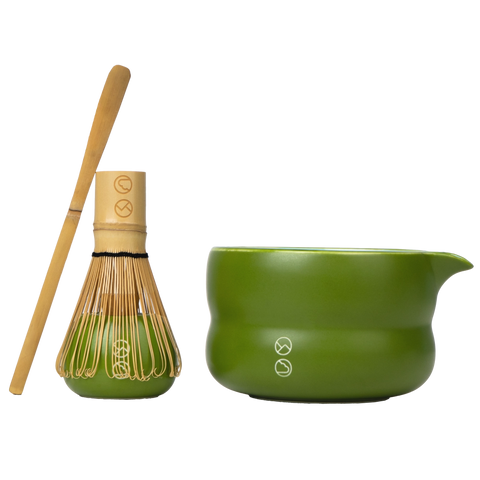 Forest Cloud Ceramic Matcha Cloud Bowl & Chasen Holder Set