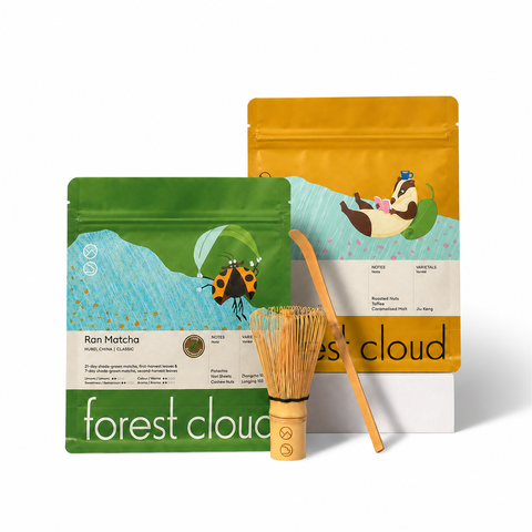 Forest Cloud Matcha Bundle: Ran 100g + Mu 100g + Bamboo Whisk + Spoon