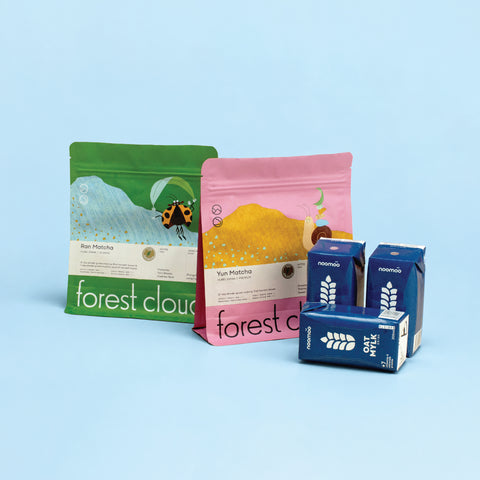 Forest Cloud Duo Cha Bundle with Ran and Yun Matcha and oat milk
