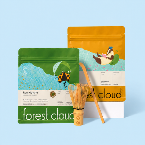 Forest Cloud Matcha Bundle: Ran 100g + Mu 100g + Bamboo Whisk + Spoon