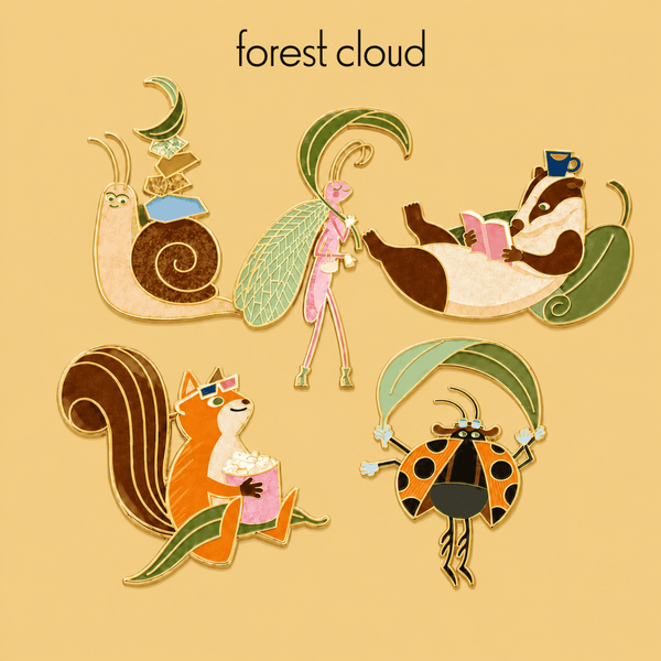 Forest Cloud Character Enamel Pins